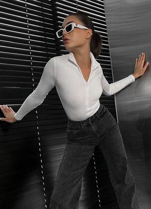 Боди "молния" белый/черный цвет, микробайвинг