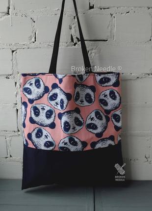 Еко сумка з пандами, еко торба, шопер/эко сумка з пандами, шопер4 фото