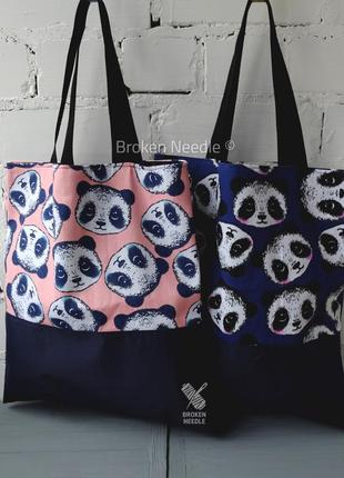 Эко сумка с пандами, эко торба, шоппер/ Эко сумка с пандами, шоппер