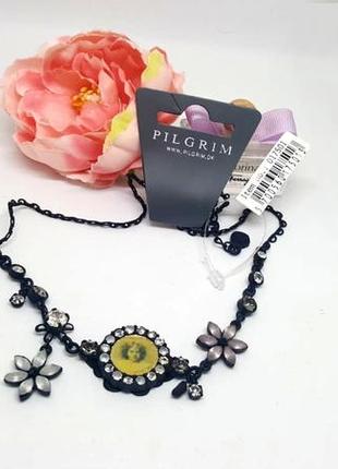 Ожерелье в стиле ретро винтаж с кристаллами гематитовое покрытие дания pilgrim