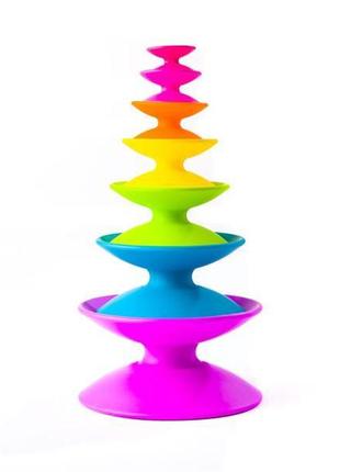 Пірамідка вежа з кольорових котушок fat brain toys spoolz (f181ml)