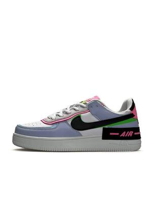 Женские молодежные разноцветные кожаные кроссовки nike air force 1 shadow 🆕 найк6 фото