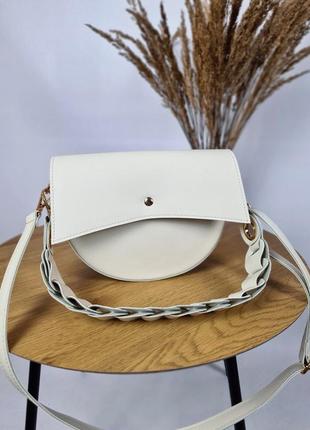 Стильна біла сумка,сумочка напівкругла жіночі4 фото