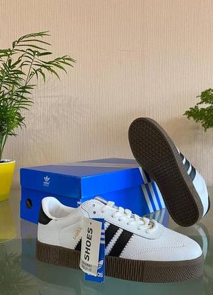 Кроссовки adidas samba (бело-черные из коричневый)