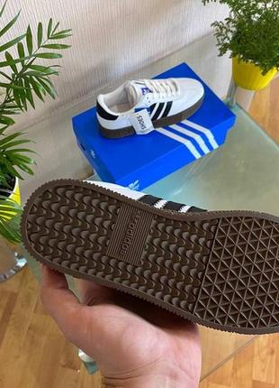 Кроссовки adidas samba (бело-черные из коричневый)8 фото