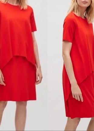 Многослойное красное платье асимметричного кроя cos, s2 фото