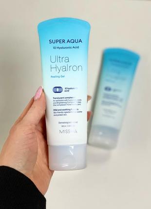 Missha super aqua ultra hyalron peeling gel пілінг для обличчя, 100 мл