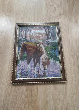 Картина бисером лошади. полная зашивка. 31-411 фото
