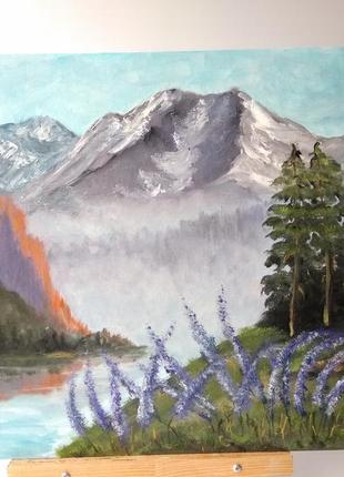Картина, масляная живопись, горный пейзаж3 фото