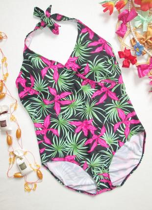 Суперовый слитный купальник батал в тропический принт boots 🍹🍒🍹