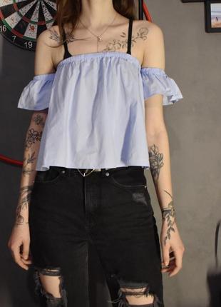Небесно-голубий топ блуза з відкритими плечима