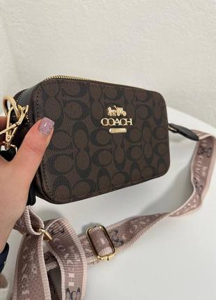 Coach snapshot chocolate брендова сумочка темно коричнева шоколадна знижка сумка з ремінцем скидка5 фото