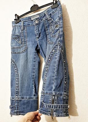 Rich&com бренд гарні шорти капри джинсові сині довгі жіночі бойфренди 48 50
