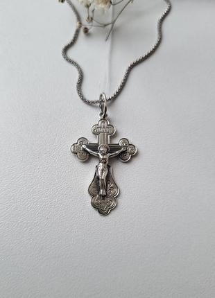 Серебряный крест с распятием серебро 925 пробы черненное 2.30г 0418ч