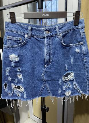 Pull & bear юбка джинсовая рваная