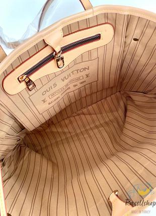 Женская сумка тоут “lv” коричневая с буквенным принтом4 фото