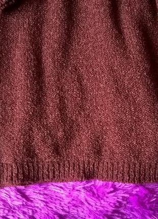 Вязанное платье со спущенным плечевым швом цвета марсала9 фото