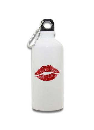Фляга металева спортивна з карабіном губки біла 650 мл