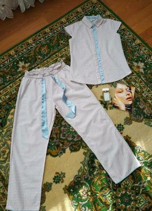Пижама из хлопка розово-голубого цвета2 фото
