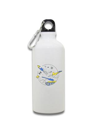 Фляга металлическая спортивная с карабином war белая 650 мл