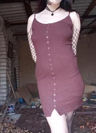 Облегающее платье сукня літея сукня одяг мода коричневе модне плаття