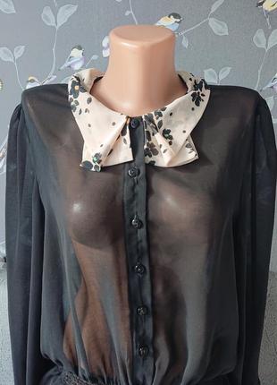 Женская красивая черная блуза р.44/46 блузка блузочка6 фото
