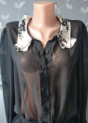 Женская красивая черная блуза р.44/46 блузка блузочка7 фото