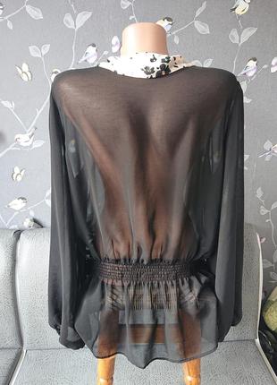 Женская красивая черная блуза р.44/46 блузка блузочка8 фото