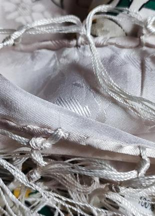 Шелковый платок с бахромой  эдельвейс.10 фото