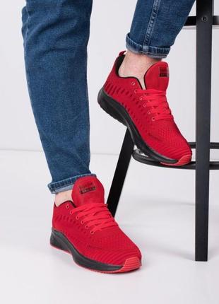 Стильні червоні кросівки з текстилю сітка літні повітропроникні чоловічі