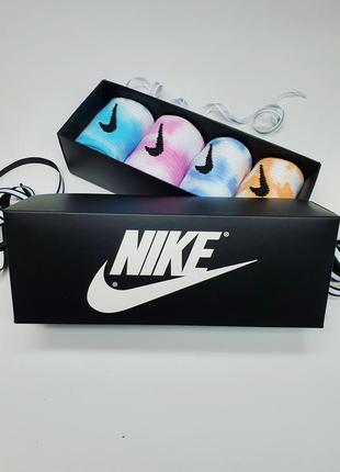 Висок тайдайі шкарпетки nike 4 пари набор в коробці подарунок