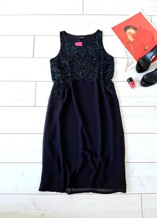Новое выходное шикарное платье миди, расшито бисером. размер 52-54.