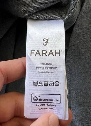 Мужская классическая хлопковая рубашка с длинным рукавом farah slim fit8 фото