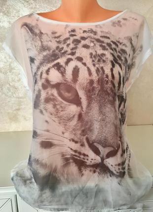💥знижки! супер трендова леопардова футболка блуза вільного фасону