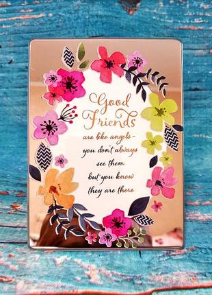 Красивая зеркальная рамка с цветами и надписью для друзей и подруги