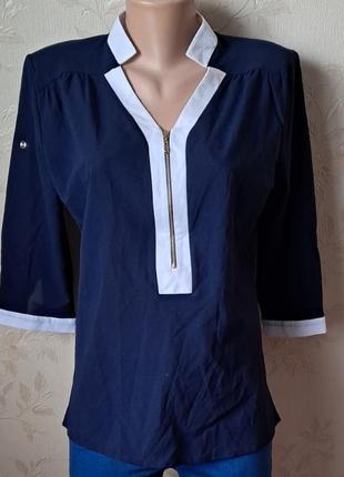Стильная шифоновая блуза туречковая батал, шифоновая рубашка, вечерняя блуза, блузка на молнии