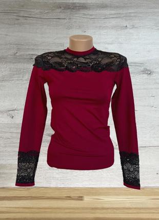 Кофтинка лонгслів з мереживом