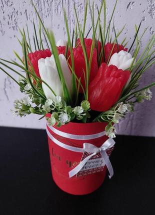 Букет из мыла ручной работы на подарок - тюльпаны1 фото