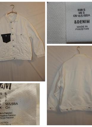 Оверсайзная кастомная белая джинсовая куртка h&m unisex3 фото