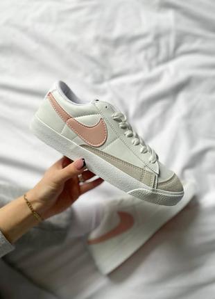Жіночі кросівки nike blazer low "white/pink" / smb