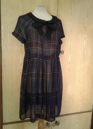 Крапдешиновое платье - туника, xl . 2