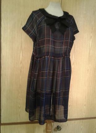 Крапдешиновое платье - туника, xl . 4