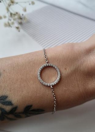Срібний жіночий браслет круг у каміннях 940020б4 фото