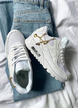 Женские кожаные кроссовки nike air max 90 prm #найк