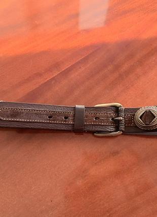 Ремень кожаный в бохо стиле из 100% кожи с металлическими бронзовыми деталями transit ,xl, италия8 фото