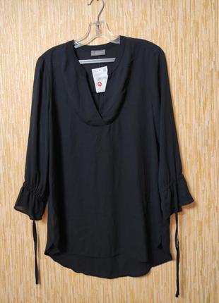 Стильная черная женская блуза кокон с длинным рукавом 3/4 на на р.485 фото