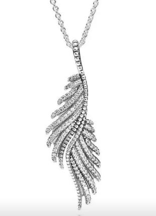 Серебрянное колье перья элегантность серебро 925 pandora