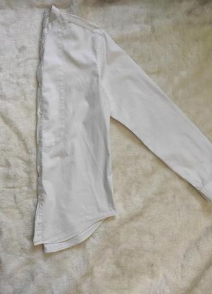 Белая мужская длинная рубашка воротник стойка без воротника slim fit слим zara man9 фото