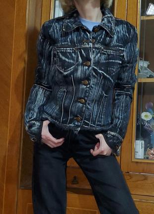 Винтажная укороченная джинсовка варёнка, джинсовый жакет варёнка не обработанный низ винтаж