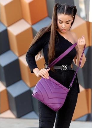 Женская сумка кросбоди rose строченая фиолетовая2 фото